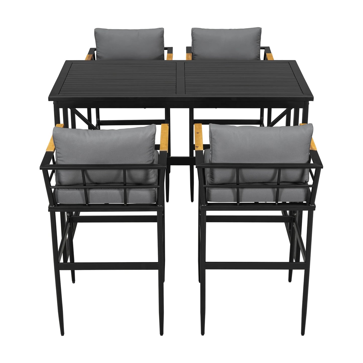 Harper & Bright Designs Iron Outdoor Counter Height Dining Set for 4, 5 Pieces All-Weather Patio Dining Furniture Set with Table and 4 Chairs for Pub Backyard Balcony Garden, Gray