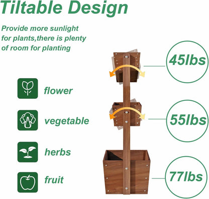 Wilk 33.7? x 17.7? x 46? Raised Garden Bed, 3 Tier Vertical Elevated Wood Planter Box Stand for Backyard, Patio, Balcony