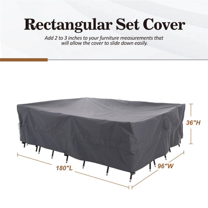 WJ-X3 Extra Large Waterproof Patio Outdoor Furniture Cover, 126" W x 84" D x 31" H, Gray