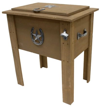 Leigh Country 54 Qt Wood Country Cooler Series Patio Cooler with Poly Liner - Brown
