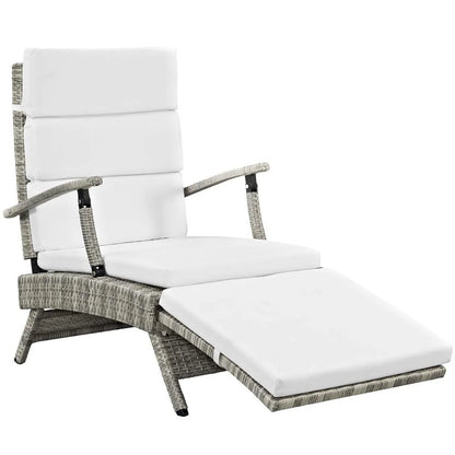 Modway Envisage Chaise Outdoor Patio Wicker Rattan Lounge Chair in Light Gray White