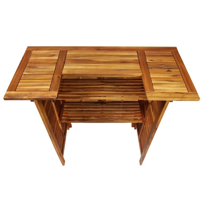 vidaXL 43.3? Solid Acacia Wood Patio Bar Table with Storage, Brown