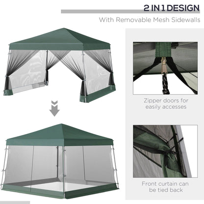 DUOSONG Outsunny Slant Leg Pop Up Canopy Tent With Netting And Carry Bag, Instant Sun Shelter, Tents For Parties, Height Adjustable, For Outdoor, Garden, Patio, (11.5'X11.5' Base/10'X10' Top),