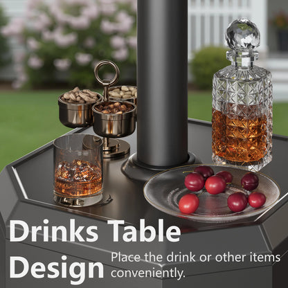 50,000 BTU Propane Patio Heater, Outdoor Heater with Table Design, 2025 Upgrade Stainless Steel Burner, and Wheels, Portable Heater for Home and Commercial, Gray