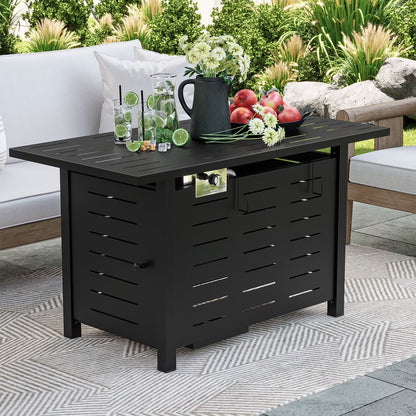 Clouddwell 40" Black Propane Fire Pit Table, 50,000 BTU Outdoor Gas Firepit with Lava Rocks, Removable Lid & Waterproof Cover for Patio Black
