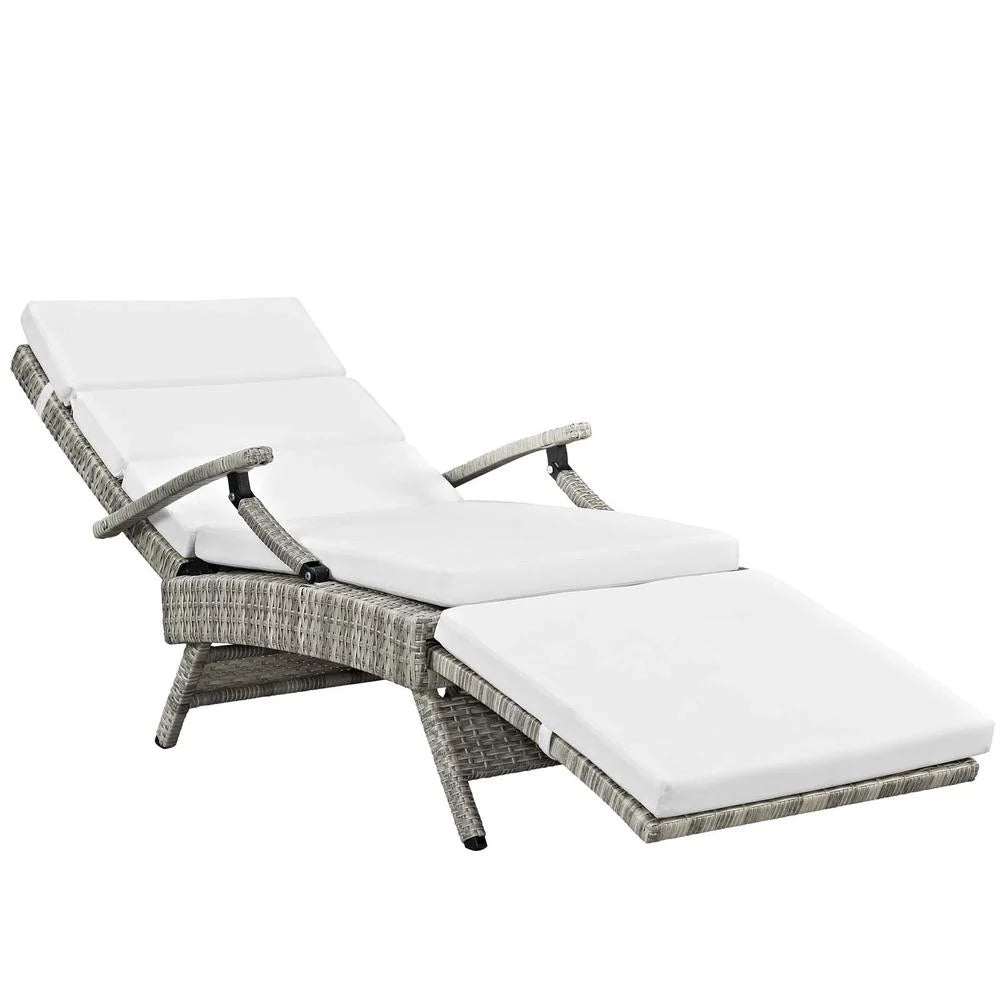 Modway Envisage Chaise Outdoor Patio Wicker Rattan Lounge Chair in Light Gray White