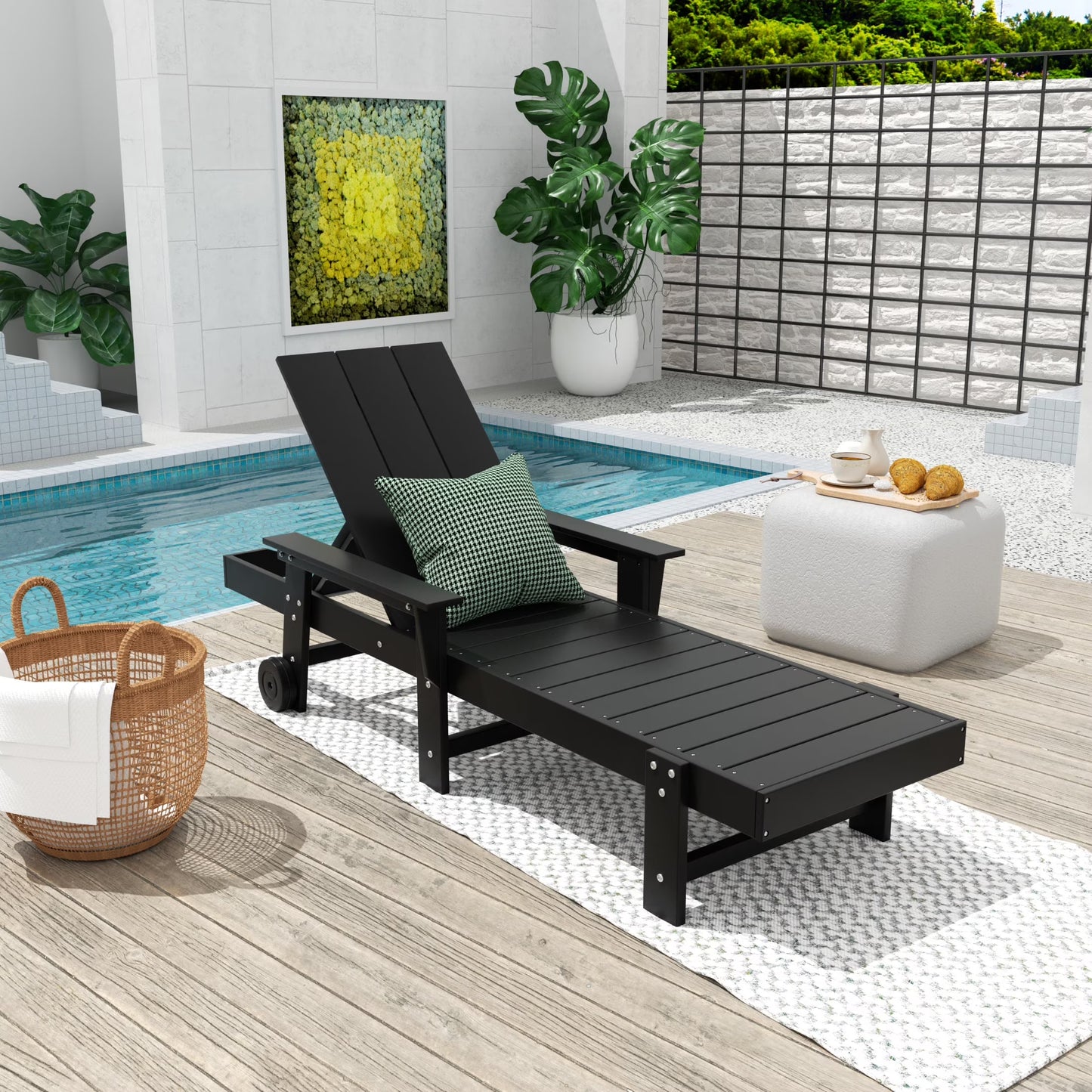 WestinTrends Shoreside Poly Reclining Chaise Lounge for Outdoor, Patio, Garden, Orange