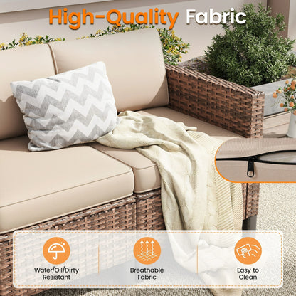 ELPOSUN Patio Furniture Sofa,All-Weather Outdoor Sofa,Outdoor Loveseat Sofa Couch,Weather Resistant Wicker Loveseat with Deep Seat Cushion (ONLY Patio Loveseat Sofa)