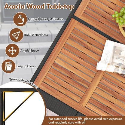 Gymax 7 Pieces Patio Bar Set w/Acacia Wood Tabletop & Removable Cushions Outdoor
