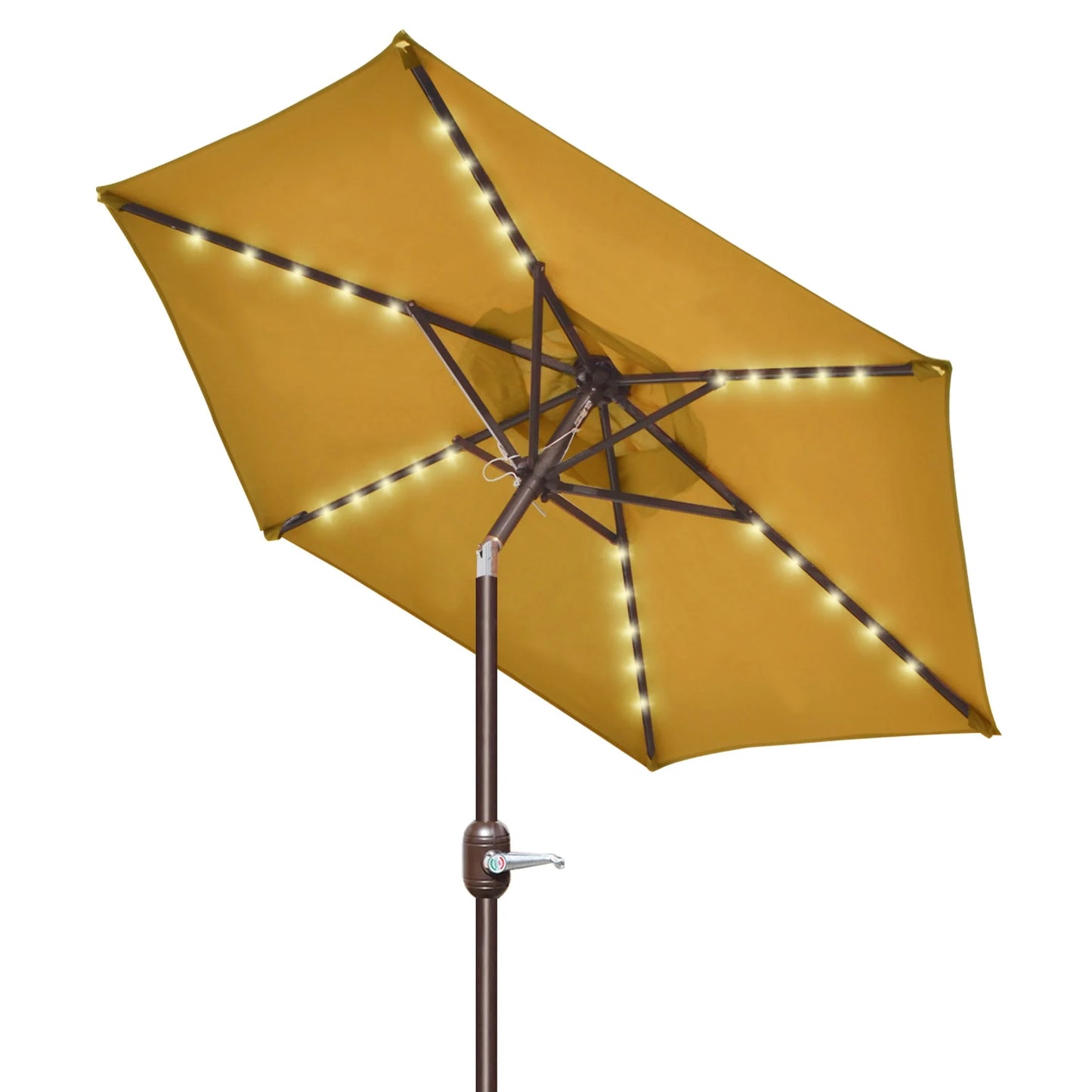 Sunny6.5ft Outdoor Patio Umbrella LED Lighted Tilt Aluminum Garden Market Balcony Sunshade