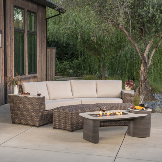 SunVilla Middleton 7-piece Fire Outdoor Patio Sectional Seating Set