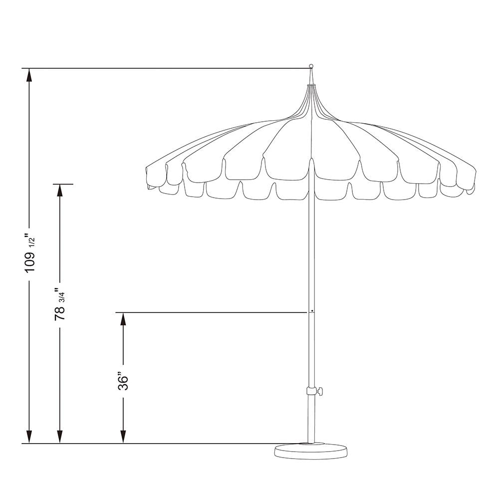 California Umbrella Pagoda Series 8.5 Ft Round Aluminum Pagoda Patio Umbrella W/Push Lift & Steel Wire Ribs - White Frame/Sunbrella Pacific Blue Stripe Canopy