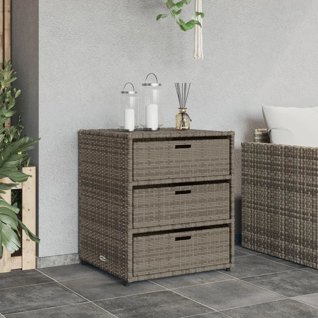 vidaXL Patio Storage Cabinet Brown 21.7"x23.2"x27.2" Poly Rattan