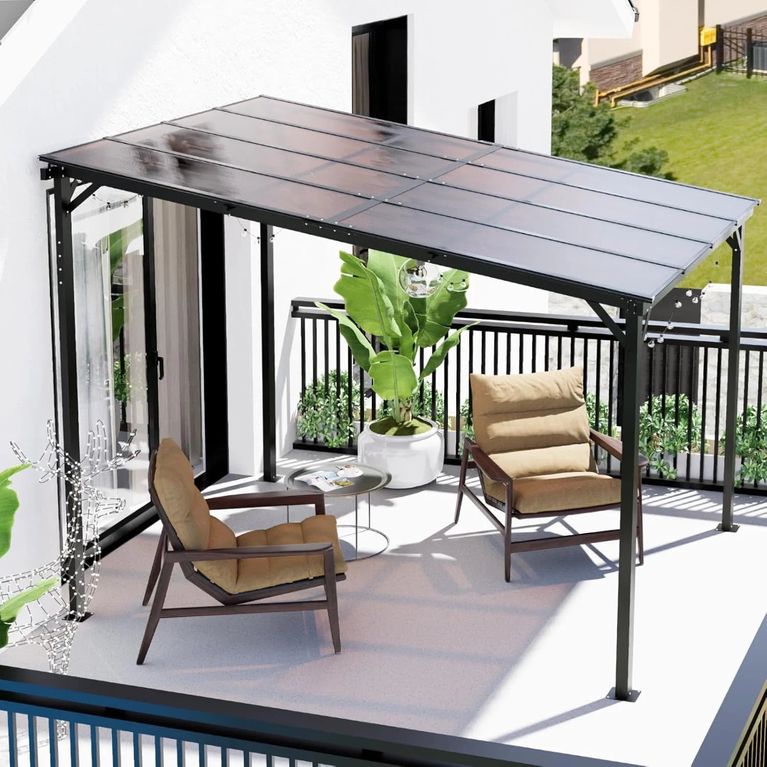 10x8 Pergola Patio Gazebo, Hardtop Outdoor Gazebo with Roof for Backyard, Decks, Garden