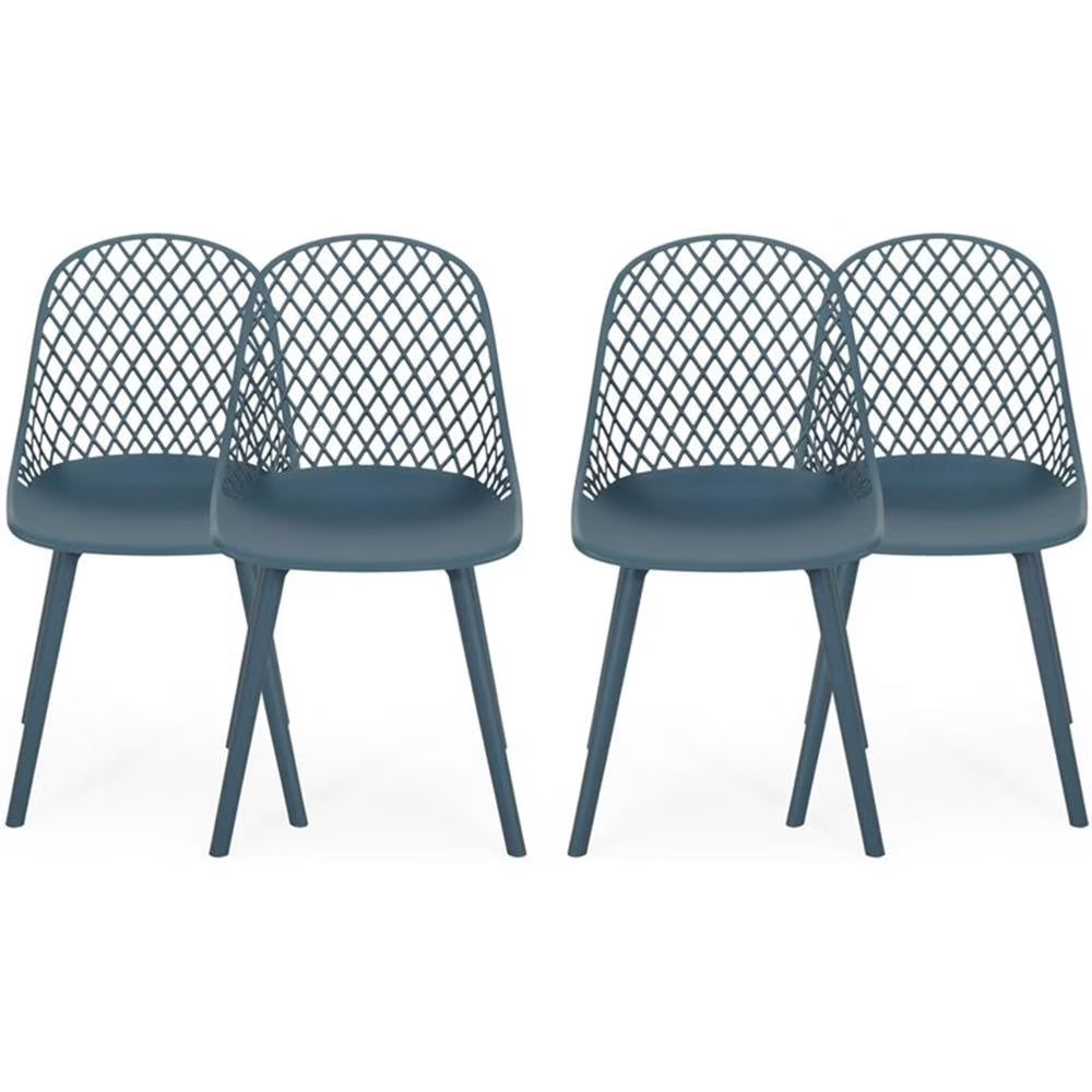 Noble House Lily Plastic Patio Dining Side Chair in White (Set of 4)