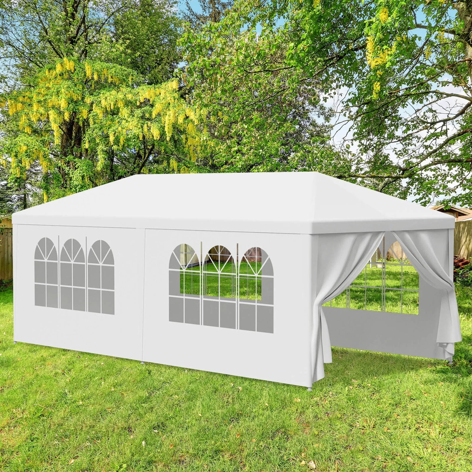10' x 20' Outdoor Party Tent, Heavy Duty Canopy Event Wedding Tent for Parties Backyard Patio, White