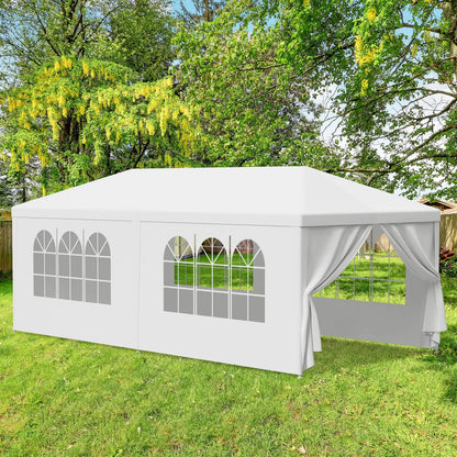 10' x 20' Outdoor Party Tent, Heavy Duty Canopy Event Wedding Tent for Parties Backyard Patio, White