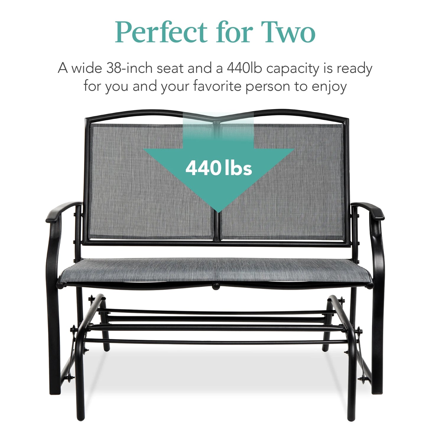 Best Choice Products 2-Person Outdoor Swing Glider, Steel Patio Loveseat, Bench Rocker w/Armrests - Gray