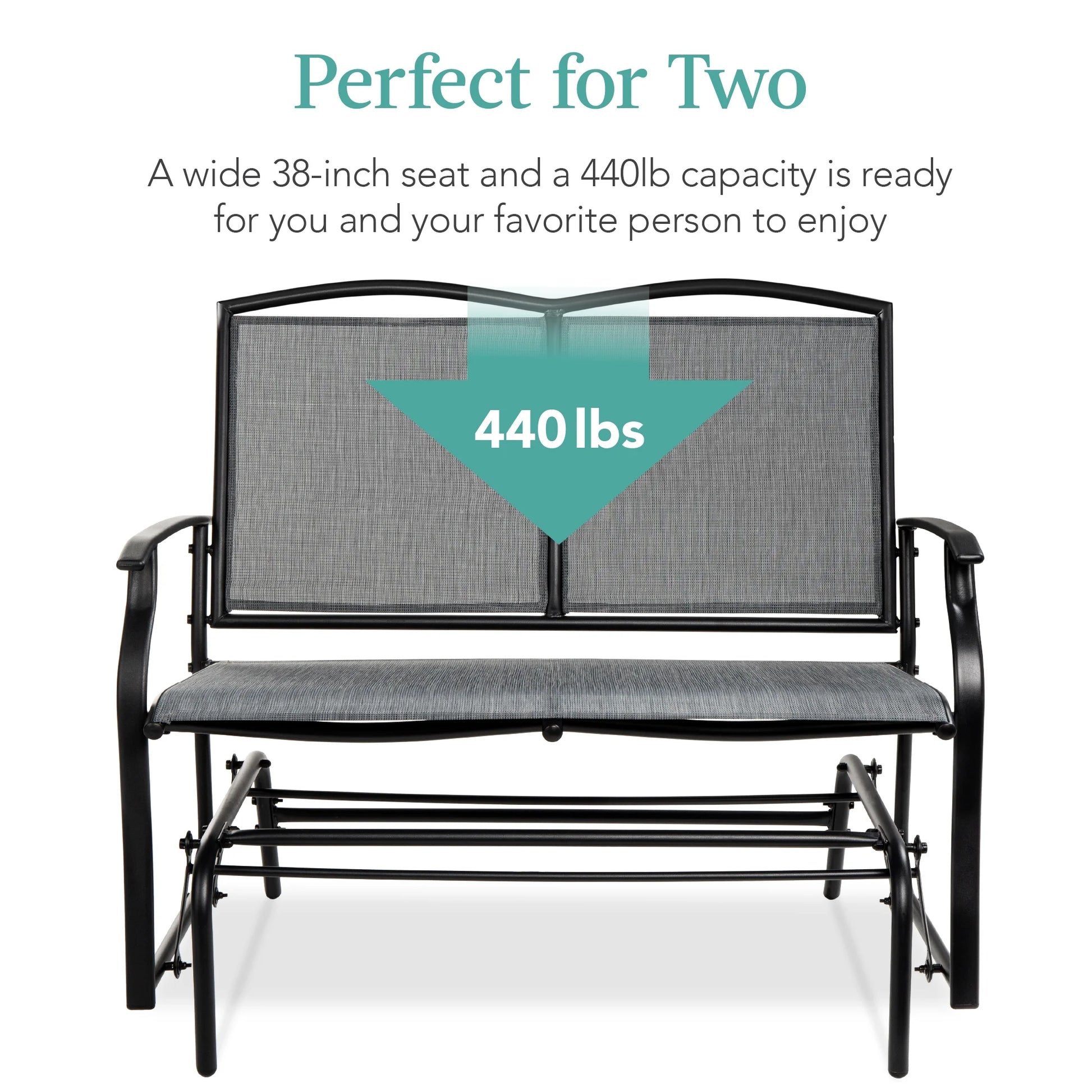 Best Choice Products 2-Person Outdoor Swing Glider, Steel Patio Loveseat, Bench Rocker w/Armrests - Gray