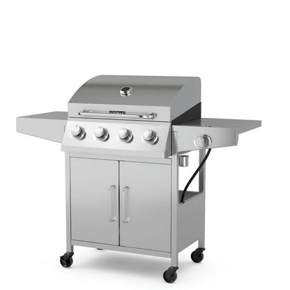 Aimee Lii 50000BTU 5-Burner Propane Gas Grill with Side Burner and 2 Prep Tables, BBQ Grill for Outdoor Cooking Kitchen, Garden and Patio Backyard Barbecue-Silver