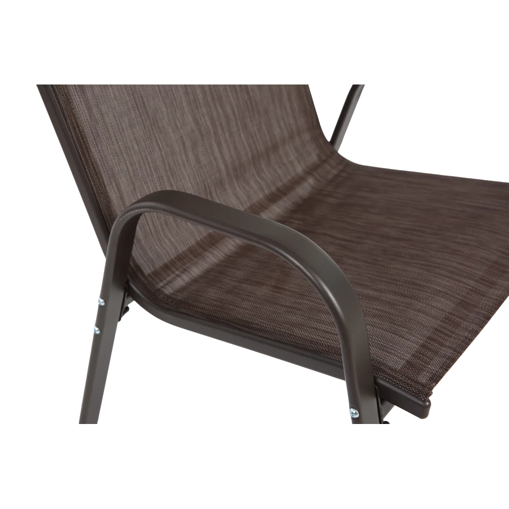 4 Piece Patio Chairs, Outdoor Camping Chairs with Breathable Textilene Fabric, Set of 2 Garden Chairs with Armrest High Backrest for Garden Patio Pool Beach Yard Space Saving ( Brown)