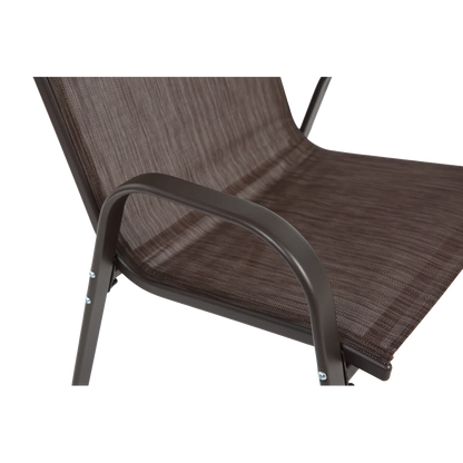 4 Piece Patio Chairs, Outdoor Camping Chairs with Breathable Textilene Fabric, Set of 2 Garden Chairs with Armrest High Backrest for Garden Patio Pool Beach Yard Space Saving ( Brown)