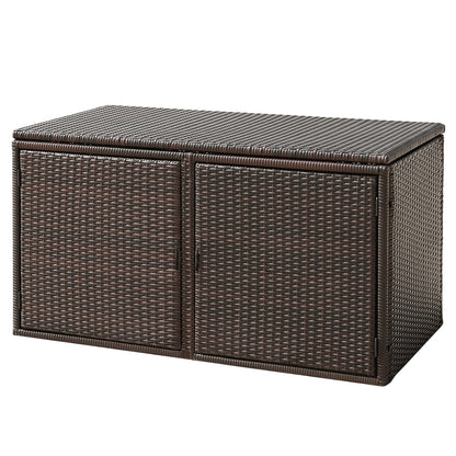 Gymax 88 Gallon Rattan Storage Box Outdoor Patio Container Seat w/Door Mix Brown