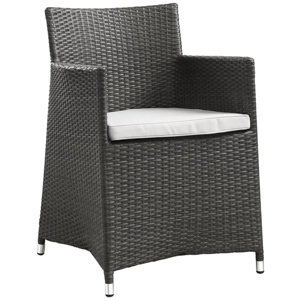 Afuera Living Rattan Outdoor Patio Armchair in Gray/White (Set of 2)