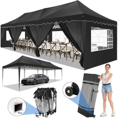 HOTEEL Canopy 10'x20' Pop Up Canopy Tent Heavy Duty Waterproof Adjustable Commercial Instant Canopy Outdoor Party Canopy Parties,Wedding,Outside Patio,Event,Backyard,White