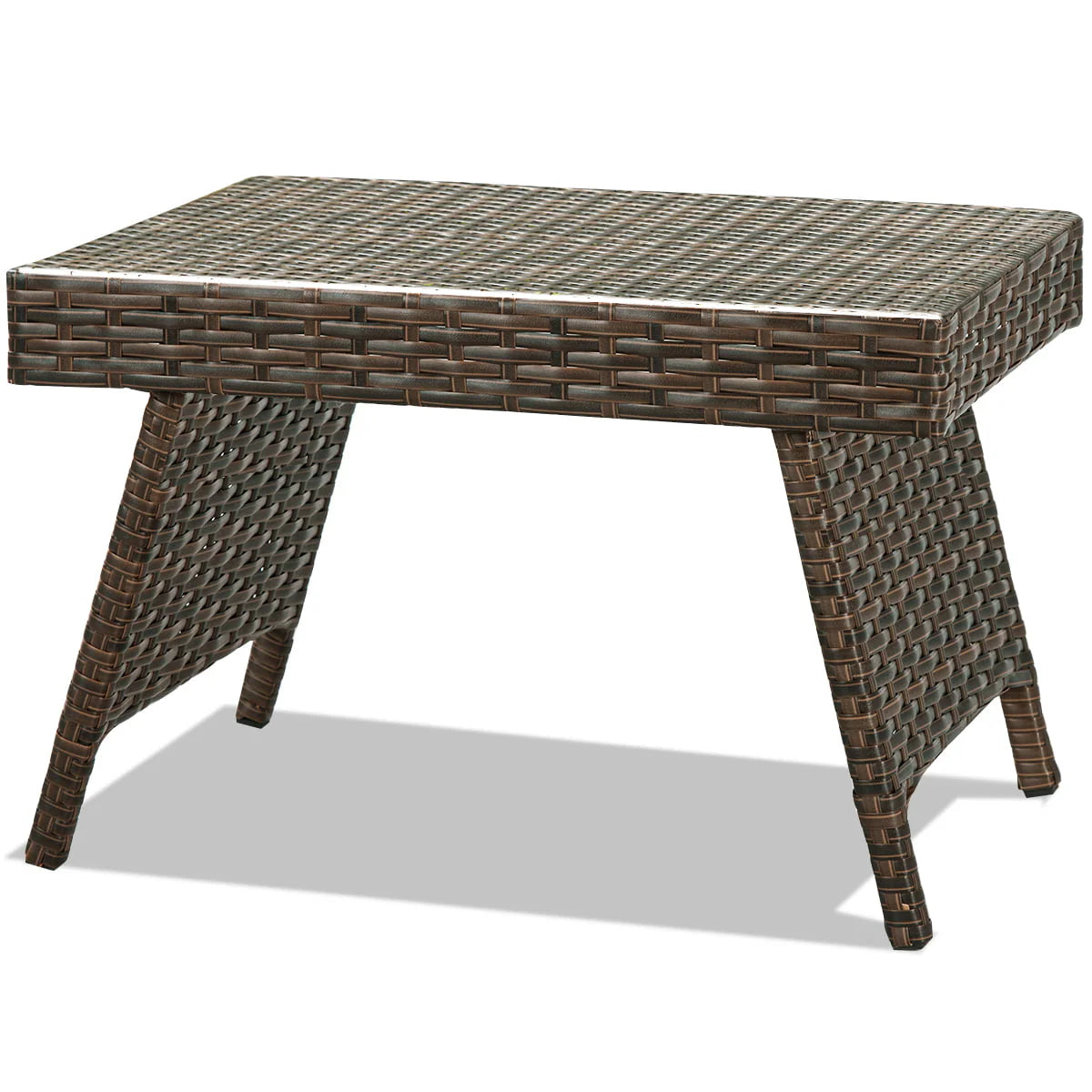 Patiojoy Folding PE Rattan Wicker Side Coffee Table Patio Garden Outdoor