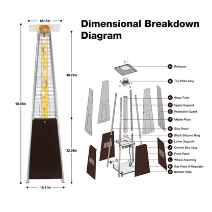 FOOWIN Propane Patio Heater, 48000 BTU Outdoor Patio Heater, Bronze