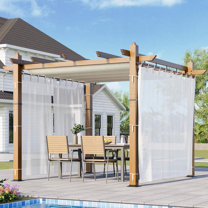Luku 10 x 13 Ft Wood-Grain Aluminum Pergola Outdoor Pergola with Retractable Canopy Sun Shade Shelter for Garden, Patio, Backyard, Deck