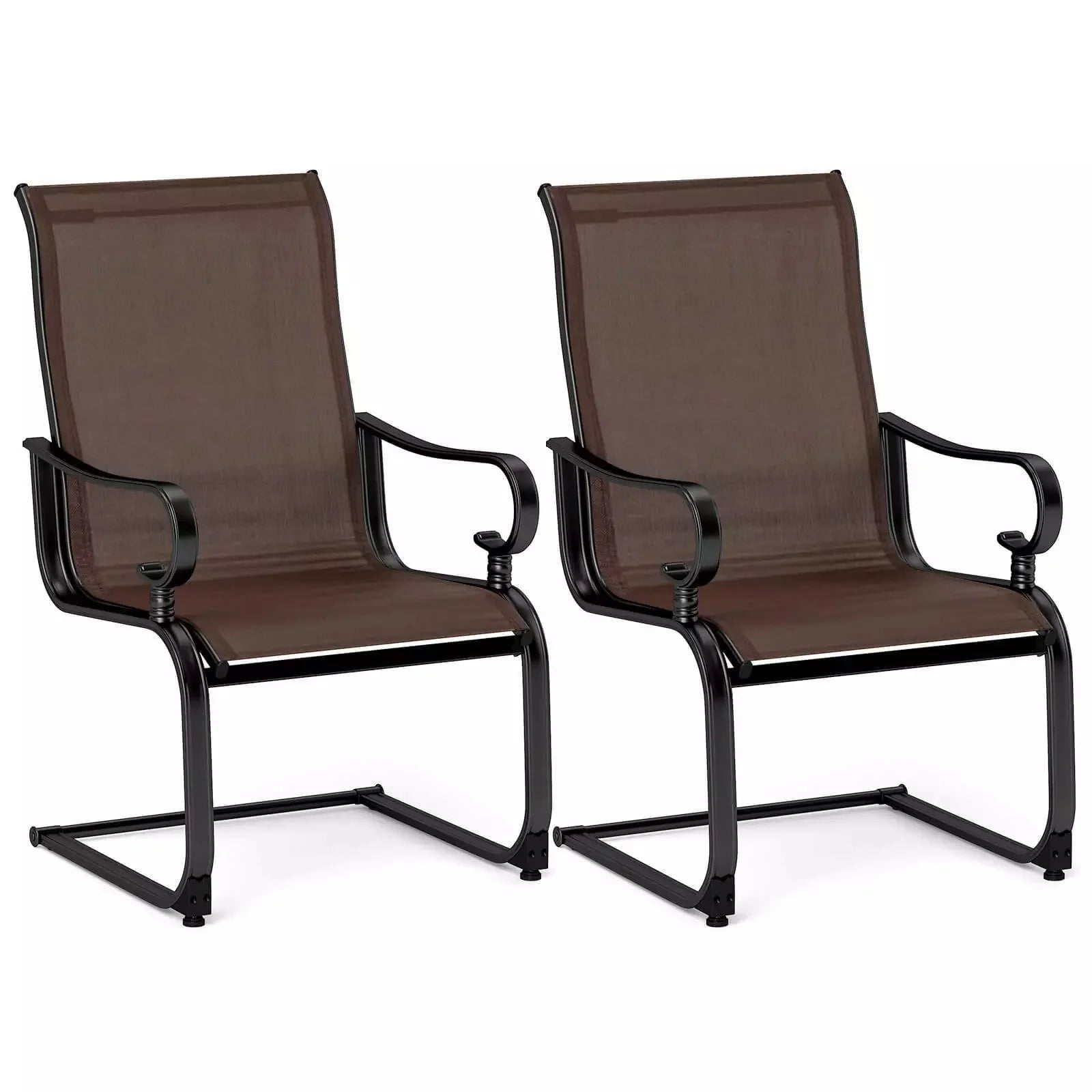 Harmijoy Set of 2 Patio Chairs C-Spring Motion Chairs w/Quick-drying & Breathable Fabric
