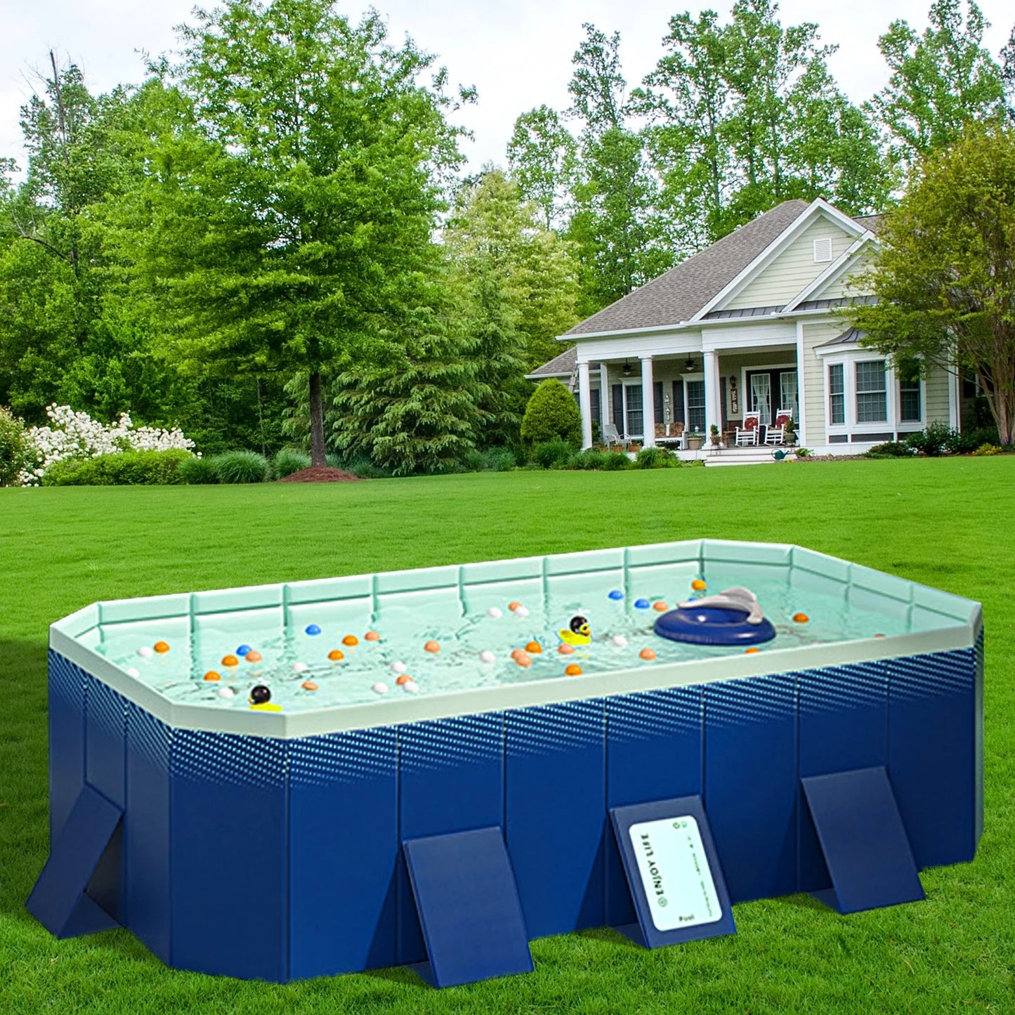 mwptoo Foldable Swimming Pool, Installation-free Portable Kids Swimming Pool, Collapsible Inflatable-Free Large Pool, for Adult Puppy Garden Patio