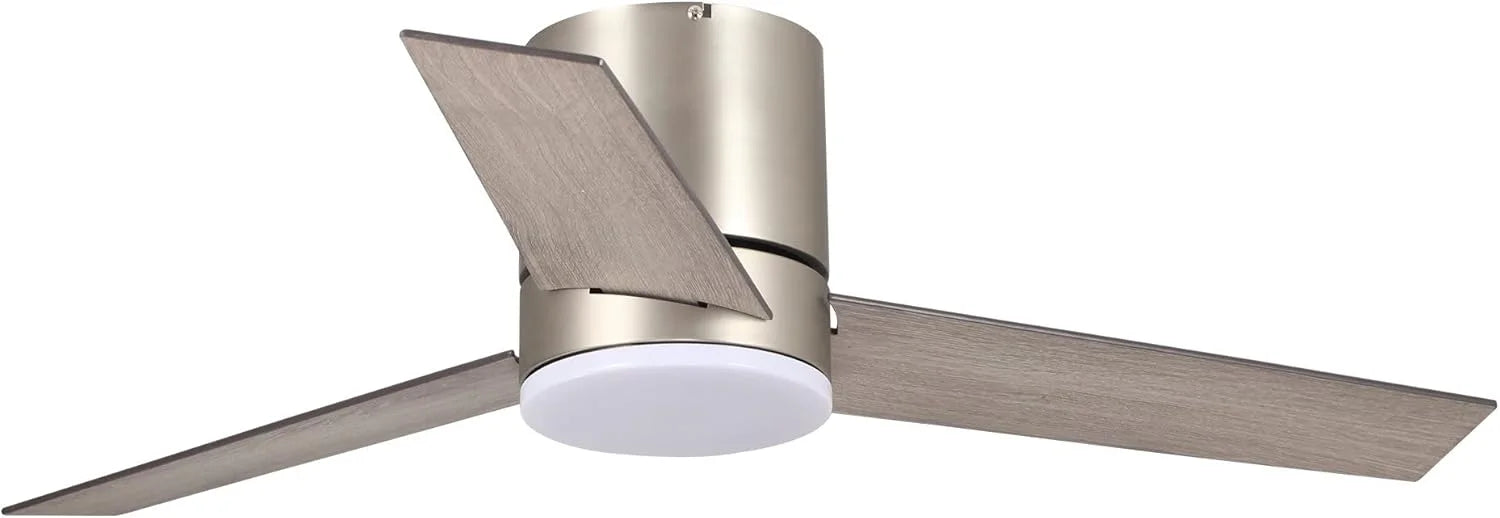Low Profile Ceiling Fans with Lights and Remote, 48 Inch Bedroom Ceiling Fans Flush Mount, Indoor/Outdoor Fans for Patios, Reversible 3 Blades, Noiseless, Color Temp Adjusted, DOE ETL Tested (Nickel)