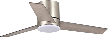 Low Profile Ceiling Fans with Lights and Remote, 48 Inch Bedroom Ceiling Fans Flush Mount, Indoor/Outdoor Fans for Patios, Reversible 3 Blades, Noiseless, Color Temp Adjusted, DOE ETL Tested (Nickel)