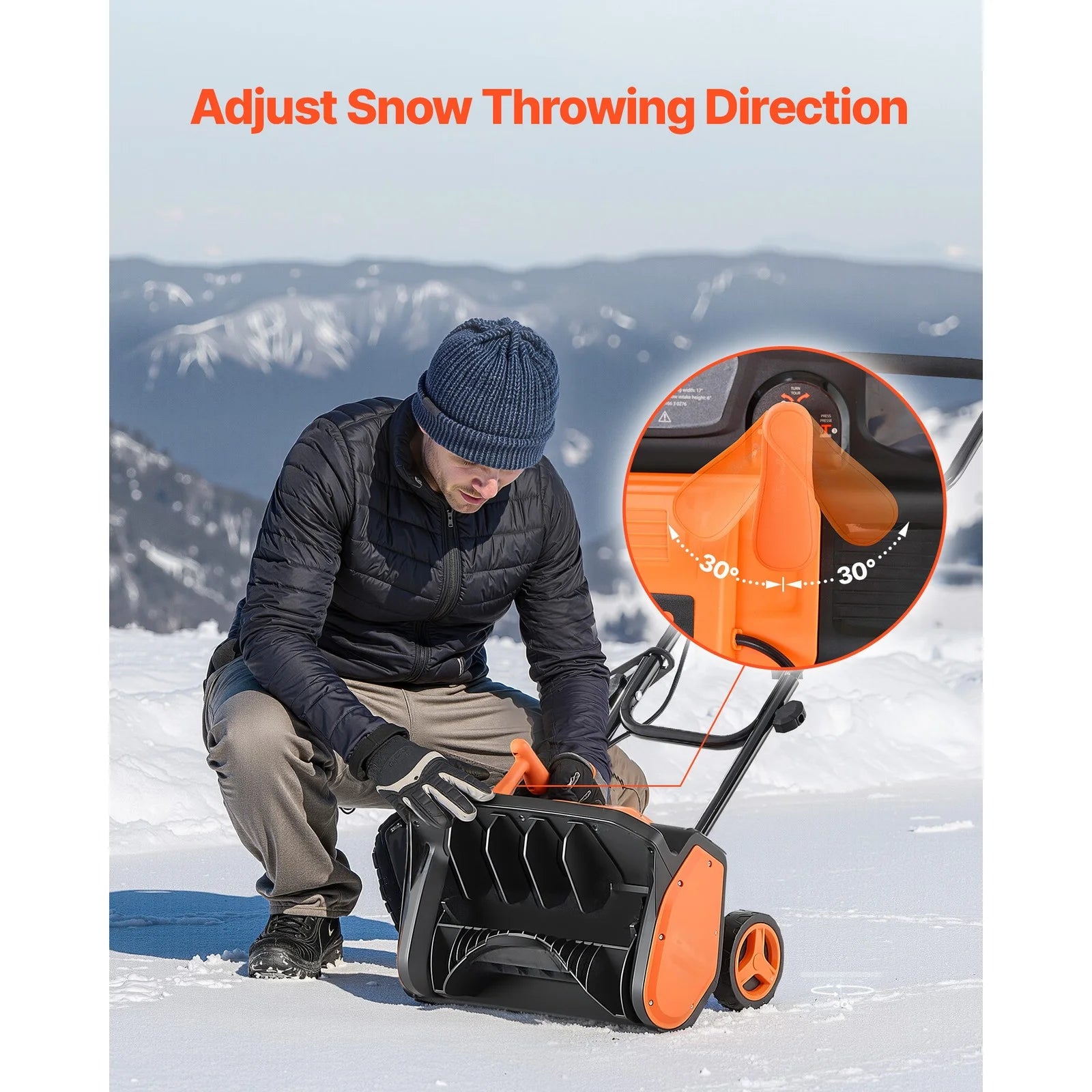WRTHN 17 in Electric Snow Blower 12A Motor Snow Shovel, 20 ft Throw Distance, 6 in Deep, Adjustable 60? Chute, Lightweight Snow Thrower for Driveways, Sidewalks & Patios