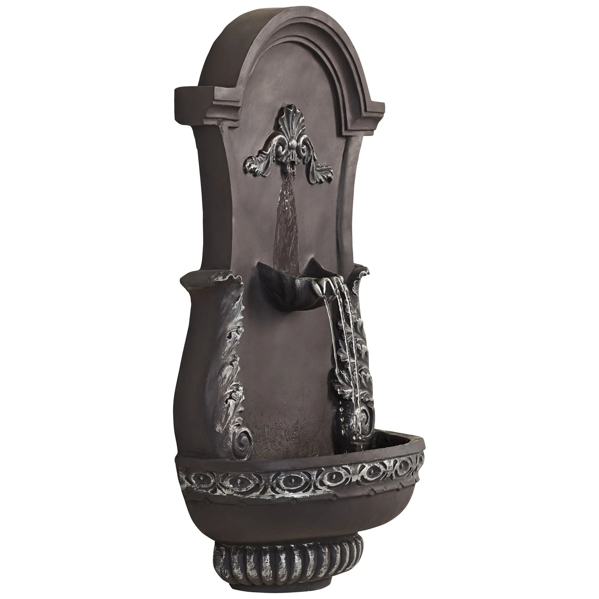 John Timberland Tivoli Grey Ornate Rustic Outdoor 2 Tier Outdoor Wall Water Fountain 33" for Yard Backyard Garden Patio Home Deck Porch House Exterior