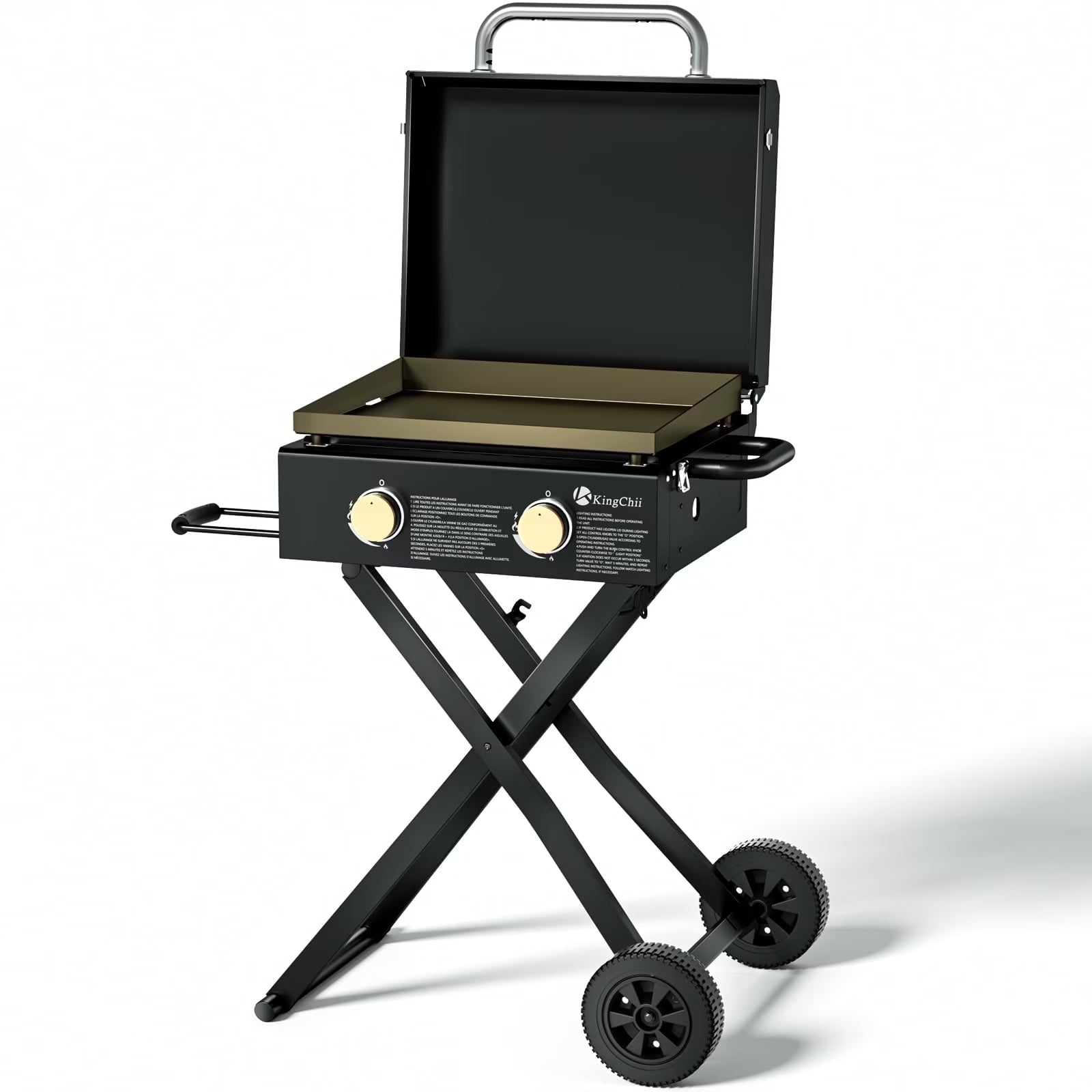 KingChii 2-Burner 19" Propane Griddle Outdoor Flat Top Gas Grill Griddle for Camping, Tailgating, BBQ, Parties, Backyard & Patio