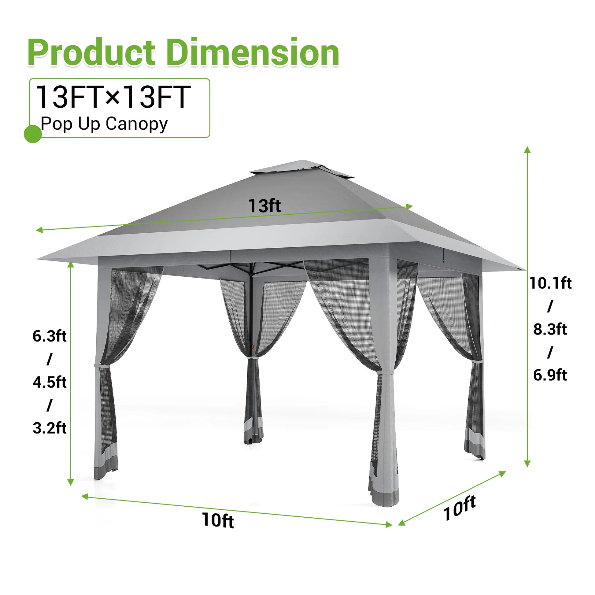 13 X 13 Pop Up Gazebo with Mosquito Netting,Outdoor Patio Gazebo,Outdoor Canopy Tent with Mosquito Netting,Backyard Tent,Olive Green + Hemp Grey