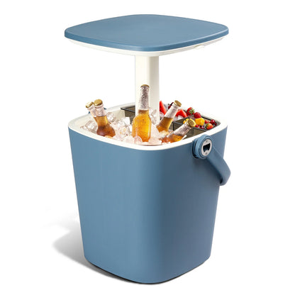 Outdoor Cooler Table,4 Gallon Portable Modern Cooler Side Table with Handle,All-Weather Resistant Patio Furniture Cooler Ice Cool Bar for Camping,Picnic, Beach,Pool,Party