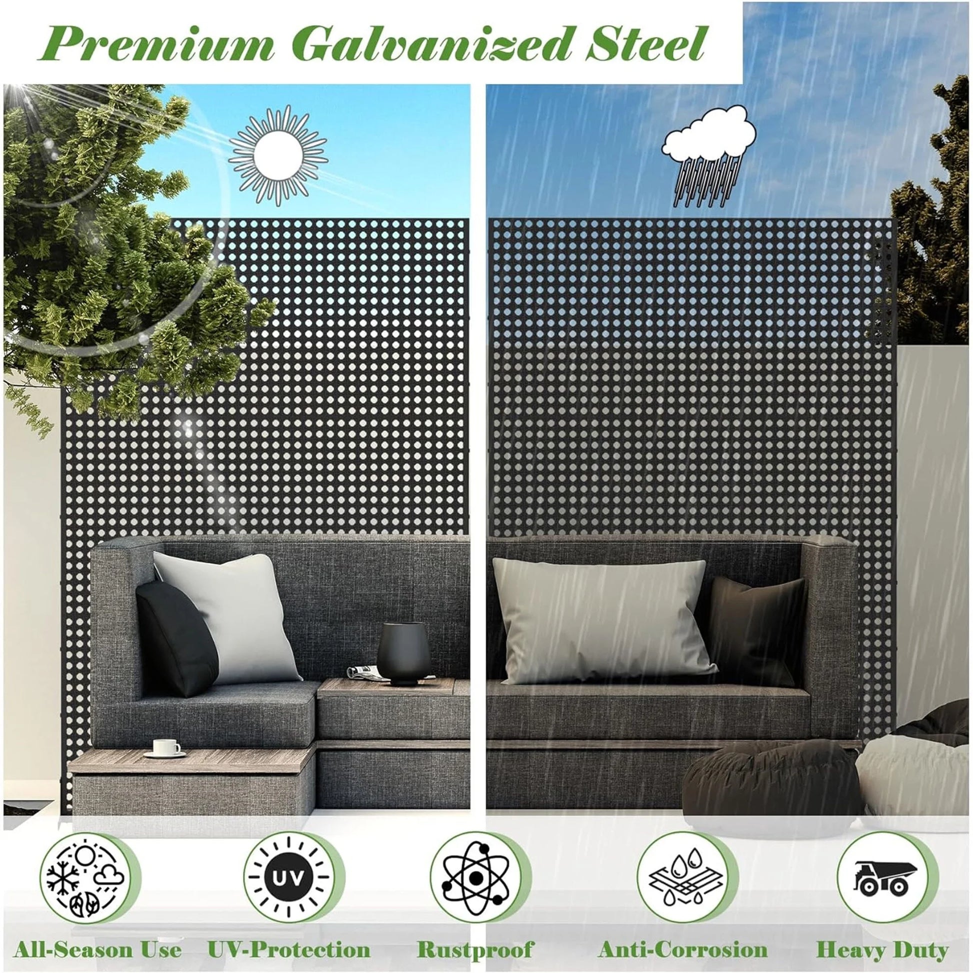 DUOSONG Metal Privacy Screen, Freestanding Outdoor Indoor Divider, Decorative Privacy Screen Panels For Balcony Patio Garden, Leaf-Shaped Black Steel Household Supplies & Dcor Privacy Screens