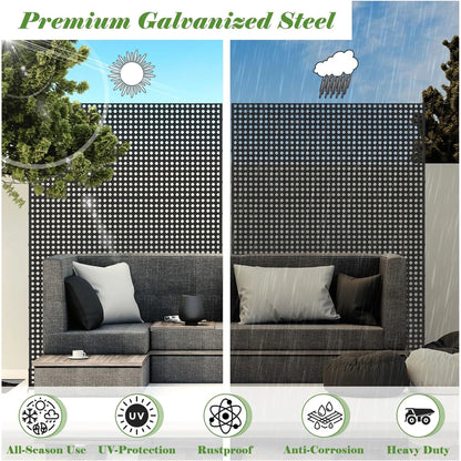 DUOSONG Metal Privacy Screen, Freestanding Outdoor Indoor Divider, Decorative Privacy Screen Panels For Balcony Patio Garden, Leaf-Shaped Black Steel Household Supplies & Dcor Privacy Screens