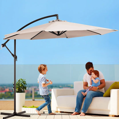 Serwall 10' Outdoor Hanging Offset Cantilever Umbrella for Patio(No Base), Beige
