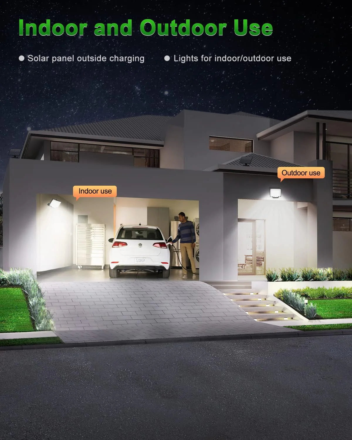 SZRSTH Solar Outdoor Lights - LED Motion Sensor Light with Remote Waterproof Security Flood Light for Patio Garage Porch Yard, 1 Pack