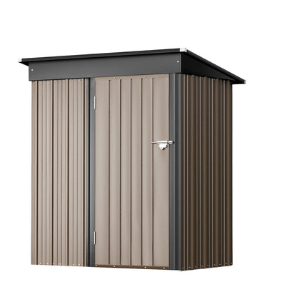 Vineego Metal Outdoor Storage Shed 5FT x 3FT, Steel Utility Tool Shed Storage House with Door & Lock, for Backyard Outdoor Patio,Brown