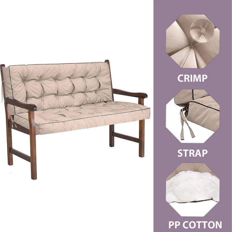 Swing Cushions 3 Seater Replacement, Waterproof Porch Swing Cushions, Thicken 5" Bench Cushions for Outdoor Furniture With Backrest , Patio Garden Loveseat Sofa Pads