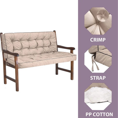 Swing Cushions 3 Seater Replacement, Waterproof Porch Swing Cushions, Thicken 5" Bench Cushions for Outdoor Furniture With Backrest , Patio Garden Loveseat Sofa Pads