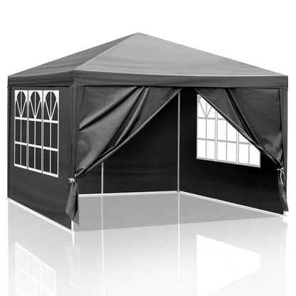Sythers 10'x10' Pop Up Canopy Tent with 4 Removable Sidewalls, Portable Gazebo, UV Resistant Waterproof, Enclosed Canopy Tent for Outdoor Events, Patio, Backyard, Party, BBQ, Camping, Black