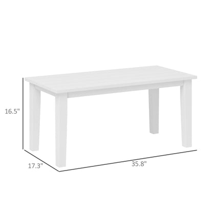 ZIRAV HDPE Outdoor Coffee Table, All-Weather Rectangle Patio Coffee Table, Plastic Outdoor Patio Table with Slatted Tabletop for Garden, Balcony, Backyard,White